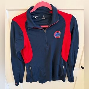 Antigua Chicago Cubs Quarter Zip Pullover Women’s Small Navy Red Athletic Jacket